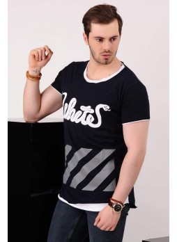 White Baskılı Lacivert T-shirt