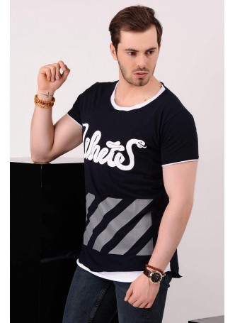 White Baskılı Lacivert T-shirt