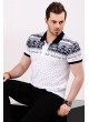 Desenli Polo Yaka Beyaz T-shirt