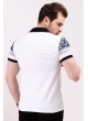 Desenli Polo Yaka Beyaz T-shirt