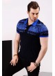 Desenli Polo Yaka Lacivert T-shirt