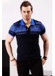 Desenli Polo Yaka Lacivert T-shirt