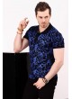 Mavi Desenli Polo Yaka Lacivert T-shirt