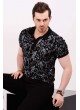 Beyaz Desenli Polo Yaka Siyah T-shirt