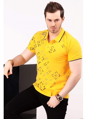 Yıldız Desenli Sarı Polo Yaka T-shirt