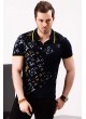 Yıldız Desen Lacivert Polo Yaka T-shirt
