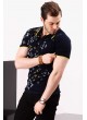 Yıldız Desen Lacivert Polo Yaka T-shirt