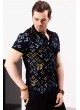Yıldız Desen Lacivert Polo Yaka T-shirt