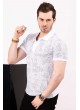 Petek Desen Polo Yaka Beyaz T-shirt