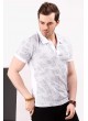 Petek Desen Polo Yaka Beyaz T-shirt