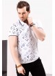 Yıldız Desen Polo Yaka Beyaz T-shirt