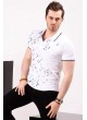 Yıldız Desen Polo Yaka Beyaz T-shirt