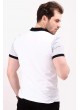 Püskürtme Desen Polo Yaka Beyaz T-shirt