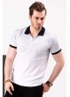 Püskürtme Desen Polo Yaka Beyaz T-shirt