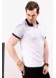Püskürtme Desen Polo Yaka Beyaz T-shirt