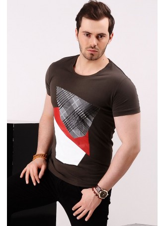 Baskılı Haki T-shirt