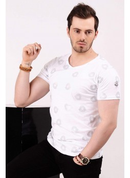 Yıldız Baskılı Beyaz T-shirt