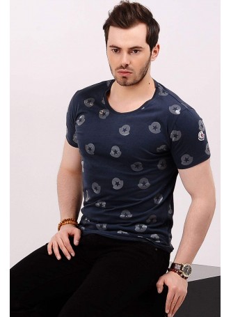 Yıldız Baskılı Lacivert T-Shirt