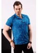 Çizgili Desenli Polo Yaka Mavi T-shirt
