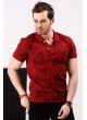 Lacivert Desenli Kırmızı Polo Yaka T-shirt