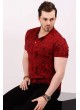Lacivert Desenli Kırmızı Polo Yaka T-shirt