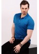 Altıgen Desenli Polo Yaka Mavi T-shirt