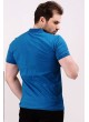 Altıgen Desenli Polo Yaka Mavi T-shirt