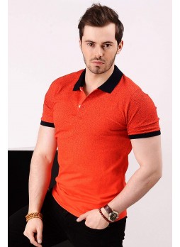 Püskürtme Desenli Turuncu T-shirt