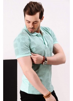 Petek Desen Nilyeşili Polo Yaka T-shirt