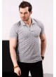 Altıgen Desenli Gri Polo Yaka T-shirt