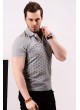 Altıgen Desenli Gri Polo Yaka T-shirt