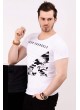 Kamuflaj Tırtık Detay Beyaz T-shirt