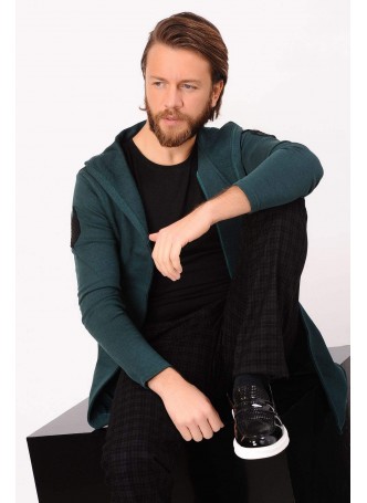 Apoletli Petrol Hırka Yeşil