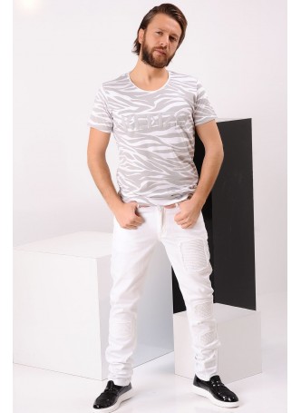 Desenli T-shirt Beyaz