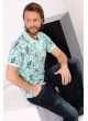 Desenli Polo Yaka Nil Yeşili T-shirt