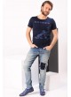 Kamuflaj Tırtık Detay  Lacivert T-shirt