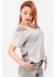İncili Omuz Gri Bluz