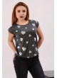 Kalp Baskılı Füme T-shirt