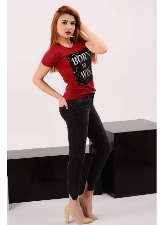 Ön Pullu Kırmızı T-shirt