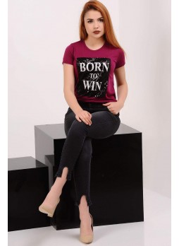 Ön Pullu Mürdüm T-shirt