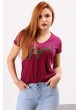 Süper Taşlı Mürdüm T-shirt