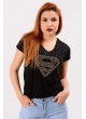 Süperman Taşlı Siyah T-shirt