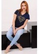 Superman Taşlı Lacivert T-shirt