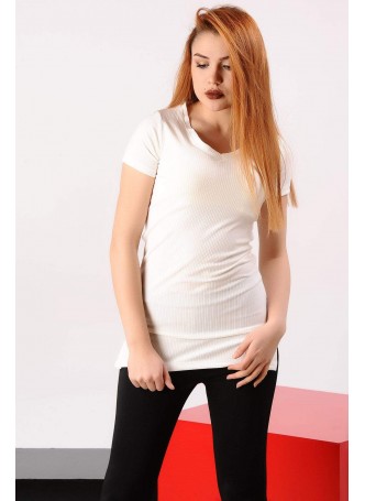 Fitilli Beyaz T-shirt