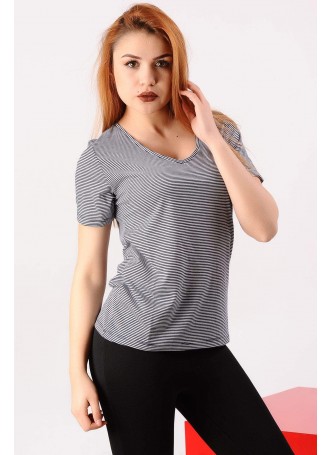 Lacivert Beyaz Çizgili T-shirt