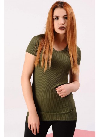 Fitilli Yeşil T-shirt