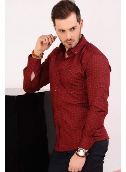 Desenli Bordo Gömlek