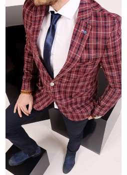 Bordo Çizgili Blazer Ceket