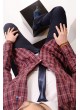 Bordo Çizgili Blazer Ceket