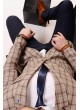Kahve Çizgili Blazer Ceket